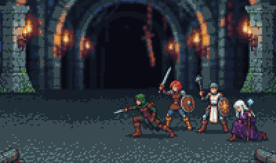 The party after a boss kill in the Goblin Warren