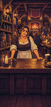 Nessa Harrow behind her bar